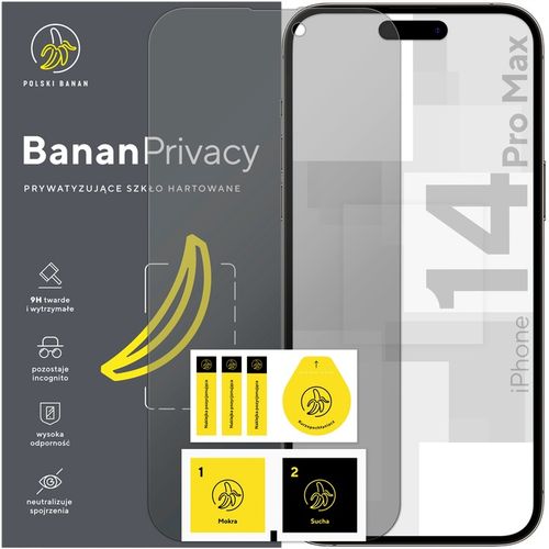 Szkło hartowane prywatyzujące 9H BananPrivacy do Apple iPhone 14 Pro Max na Arena.pl