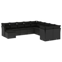 11-cz. zestaw wypoczynkowy do ogrodu, poduszki czarny rattan PE