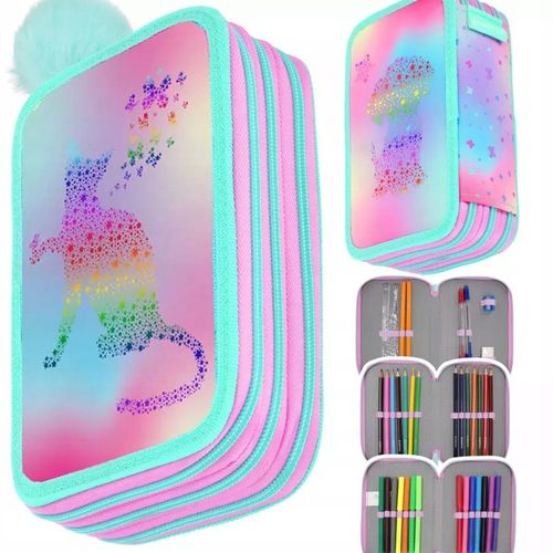 PIÓRNIK TRZYKOMOROWY Z WYPOSAŻENIEM DLA DZIEWCZYNKI OMBRE KOT PIES KOTKIEM na Arena.pl