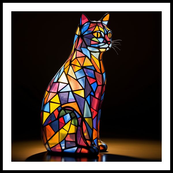 Plakat 80x80cm Koci Witraż zdjęcie 3