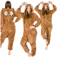 Piżama damska męska ciemna renifer prezent kigurumi onesie jednoczęściowa S