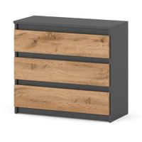 Komoda 3 Szuflady Nowoczesna Młodzieżowa 80cm Szafka Rtv Loft Szary Wotan