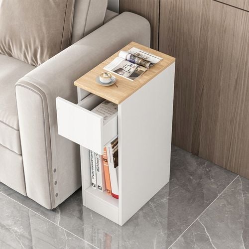 SZAFKA NOCNA WĄSKA Z SZUFLADĄ STOLIK Z PÓŁKĄ NOWOCZESNY LOFT SYPIALNI na Arena.pl