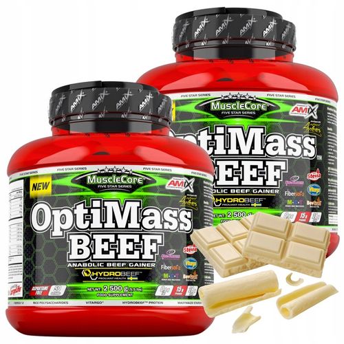 Gainer bez Cukru 5kg OptiMass Beef BCAA Glutamina Węglowodany Beef Protein na Arena.pl