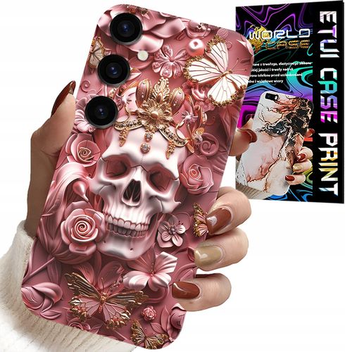 ETUI DO SAMSUNG GALAXY S24 - KOBIECE, MODNE WZORY, CZASZKA W RÓŻE na Arena.pl