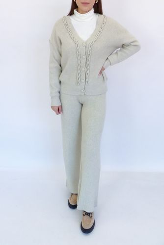 Kremowy Sweterkowy Komplet Damski Sweter + Spodnie UNI na Arena.pl