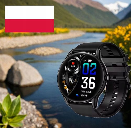ZEGAREK SMARTWATCH SPORTOWY ROZMOWY MĘSKI DAMSKI POLSKIE MENU CZARNY 2PASKI na Arena.pl