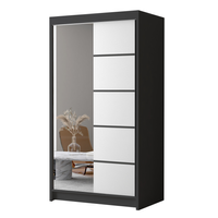 Szafa przesuwna LIVIO III z lustrem 100-pojemna garderoba-CZARNY/BIAŁY