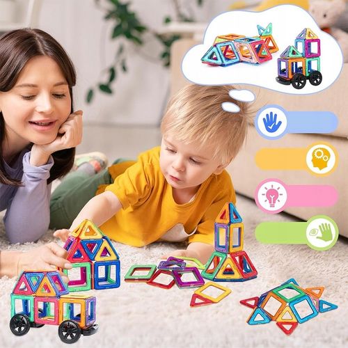 DUŻE KLOCKI MAGNETYCZNE KONSTRUKCYJNE EDUKACYJNE DLA DZIECI 3D 180ELE na Arena.pl