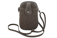 Etui na telefon ze skóry zamszowej - Beżowe ciemne