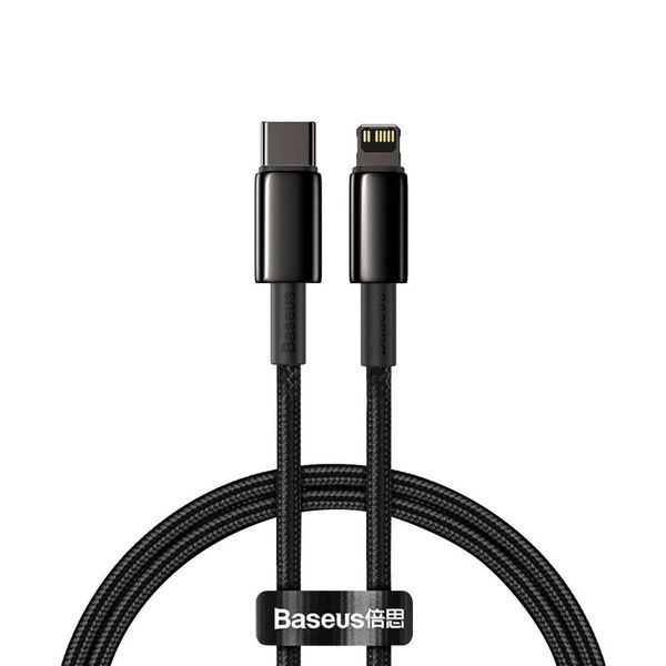 KABEL BASEUS TUNGSTEN GOLD USB-C/ LIGHTNING 20W 1M BLACK zdjęcie 1