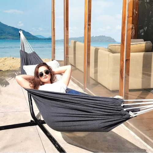 DUŻY HAMAK DWUOSOBOWY XXXL OGRODOWY MOCNY PŁÓCIENNY HAMAK 150X200CM na Arena.pl