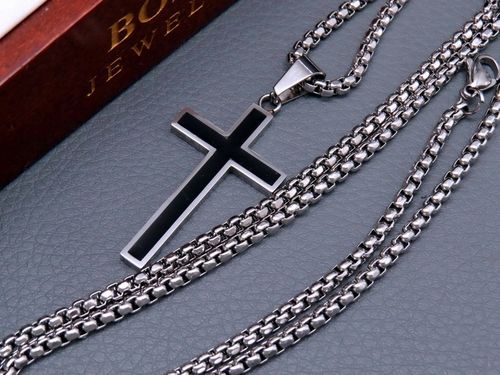 SREBRNY ŁAŃCUSZEK Z KRZYŻYKIEM STAL CHIRURGICZNA 316L SPLOT KRÓLEWSKI 60CM na Arena.pl