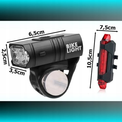 MOCNA LAMPKA ROWEROWA PRZEDNIA TYLNA LED WODOODPORNA AKUMULATOR USB ZESTAW na Arena.pl