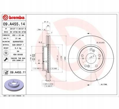 TARCZA HAM PRZOD 282X23 V BREMBO na Arena.pl
