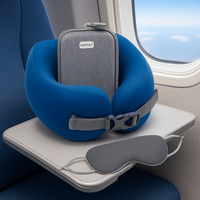 Poduszka podróżna EASY NAP średnia niebieska + opaska na oczy