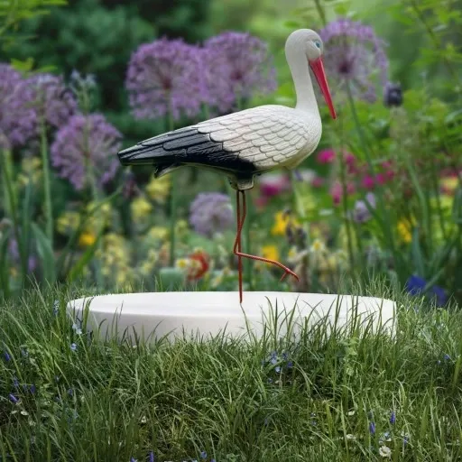 BOCIAN OGRODOWY STOJĄCY FIGURKA DO OGRODU PTAK WBIJANY DUŻY zdjęcie 6
