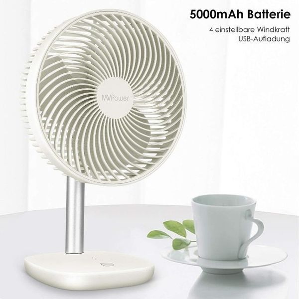 Wentylator biurkowy wiatrak bezprzewodowy akumulatorowy 4 tryby USB 5000mAh zdjęcie 3