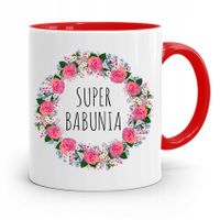 Kubek Czerwony Dla Babci Super Babunia Z Nadrukiem Ze Zdjęciem