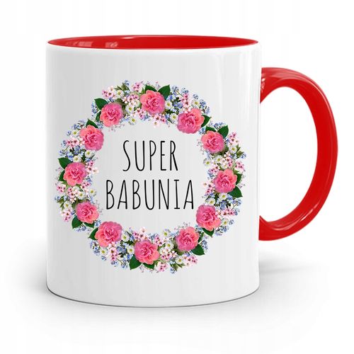 Kubek Czerwony Dla Babci Super Babunia Z Nadrukiem Ze Zdjęciem na Arena.pl