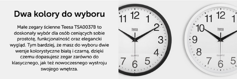 ZEGAR ŚCIENNY 25 CM CZARNY TEESA TSA0037B zdjęcie 8