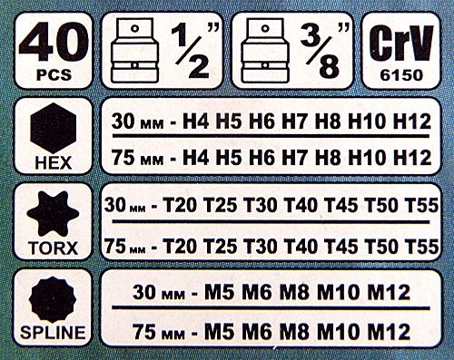 ZESTAW BITÓW KLUCZY IMBUS SPLINE TORX 40 el BITY KOŃCÓWKI IMBUSOWE zdjęcie 8