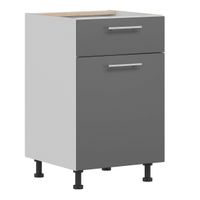 Tiffany T-18/D50S1 Szary połysk MDF szafka dolna, drzwi, szuflada, szybko