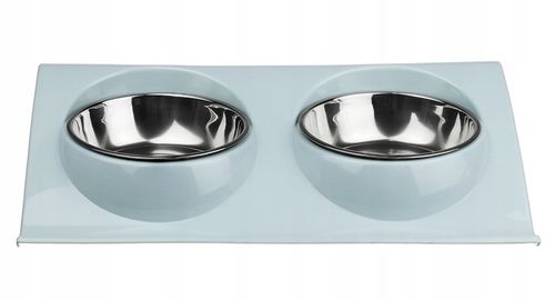 PODWÓJNA MISKA STALOWA DLA PSA KOTA STOJAK PODSTAWKA 2x450ml NA KARMĘ WODĘ na Arena.pl