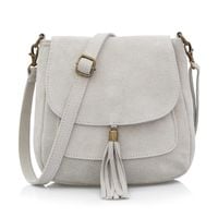 VERA PELLE torebka damska zamszowa listonoszka z klapą V449 kremowa