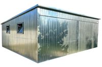 Garaż blaszany 6x6m 2x brama uchylna 2x okno drzwi ocynk dach spad NB380