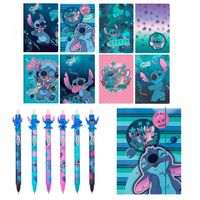 WYPRAWKA SZKOLNA STITCH 8X ZESZYT MIX KRATKA + 3LINIA, TECZKA, 6 DŁUGOPISÓW