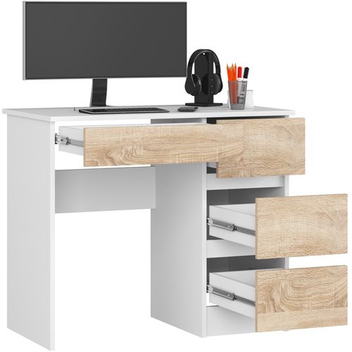 BIURKO KOMPUTEROWE A-7 90 cm PRAWE BIAŁE / SONOMA na Arena.pl