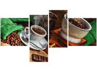 100 55CM OBRAZ 4 ELEM KAWA NATURALNA PŁÓTNO DRUK