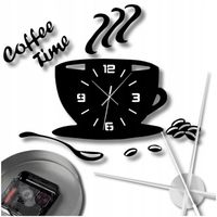 Zegar ścienny kuchenny filiżanka kawy do kuchni kawiarni czarny efekt