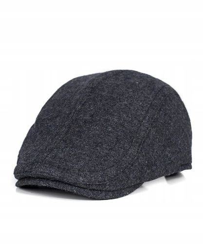 Kaszkiet Męski Wiskoza Wełna Czapka Jesienno-Zimowa Elegancki Grafitowy na Arena.pl