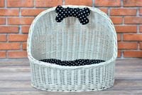 ELSA WIKLINOWE WYBIELANE OWALNE LEGOWISKO DLA ZWIERZĄT Z DACHEM BUDA DLA KOTA LEGOWISKO DLA PSA Z PODUSZKĄ 60X46 H16/48 CM