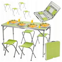 Zestaw Stolik Stół Turystyczny Składany Kempingowy Duży 4 Krzeszła Walizka