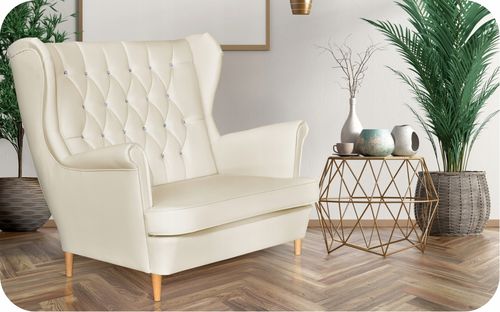 Sofa kanapa uszak Gaja ekoskóra skandynawska Family Meble biała na Arena.pl