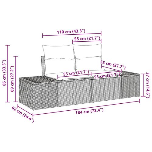 Zestaw Sof na Ogród 5 pcs Brązowy 55 x 62 x 69 cm Polirattan na Arena.pl