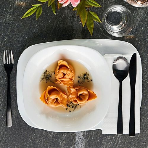 Serwis zestaw obiadowy talerze kwadratowe na 6 osób biały 18 elementów na Arena.pl