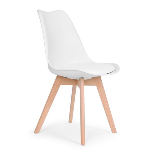 Zestaw 4 krzeseł krzesło do salonu jadalni z poduszką białe ModernHome na Arena.pl