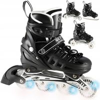 NILS 4w1 Rolki Wrotki Łyżwy Regulowane Świecące Kółka LED Młodzieżowe 35-38