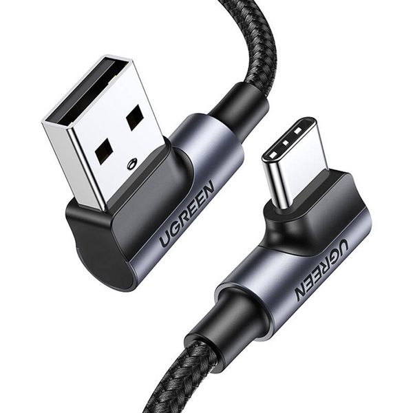 kabel usb do usb-c, kątowy ugreen us176, 3a, 2m (czarny) zdjęcie 4