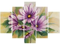 105CM 150CM OBRAZ 5 ELEM KWIATY ZIELENI DRUK