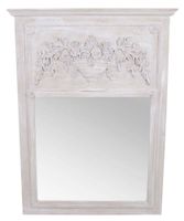 Lustro w przecieranej ramie ze zdobieniem-kwiaty w wazonie