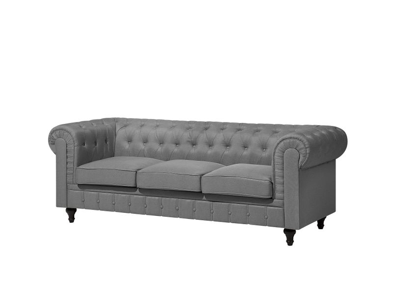 Sofa 3-osobowa szara CHESTERFIELD duża zdjęcie 4