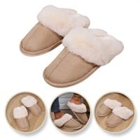 ciepłe kapcie ocieplane beżowe z futerkiem pan01r38, rozmiar 38