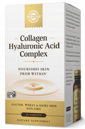 SOLGAR KWAS HIALURONOWY KOLAGEN KOMPLEKS 30 tabletek WITAMINA C SKÓRA na Arena.pl