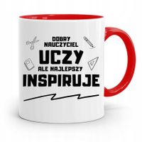 Kubek Czerwony Na Dzień Nauczyciela Inspiruje Z Nadrukiem Ze Zdjęciem
