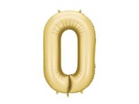 Balon foliowy cyfra 0 satynowy złoty, 86 cm